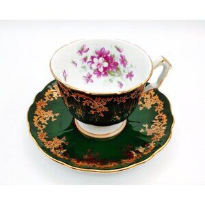 Aynsley England Emerald Violet Tea Cup And Saucer 2917